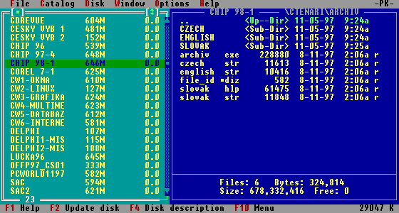 Typical program screen